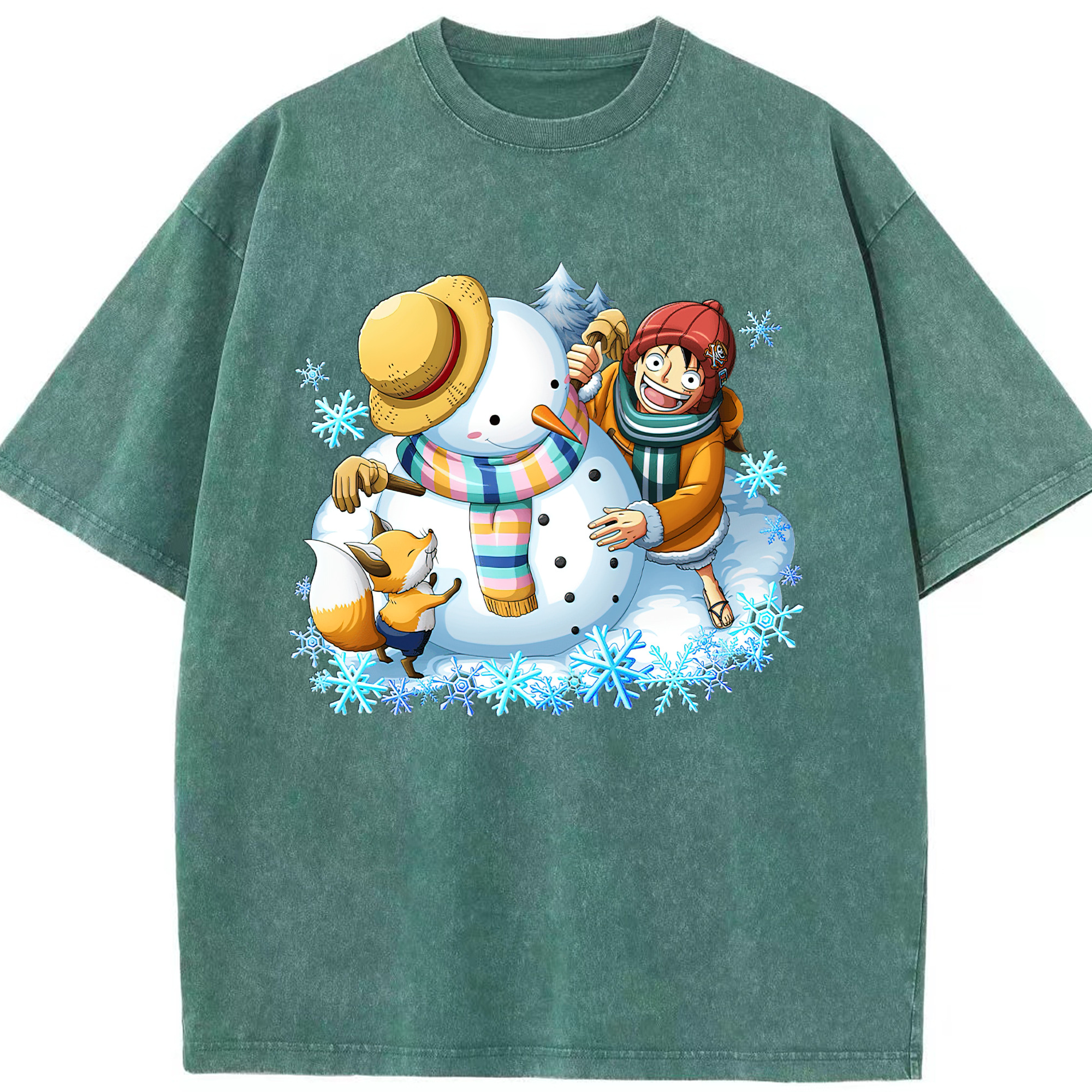 ワンピース モンキー・D・ルフィ ONE PIECE Monkey D. Luffy 綿100% ヴィンテージ風 半袖Tシャツ（フロントプリント）